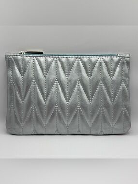 Silver Quilted Cosmetic Bag | Makeup Travel Pouch | Ipsy